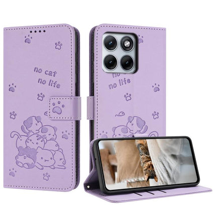 Embossed Kitten Phone Leather Case with Lanyard, For Motorola Edge 70 Max 5G, For Motorola Moto G Max / G87 / G77 5G, For Motorola Edge 5G 2026, For Motorola Moto G37 / G37 Power / G47