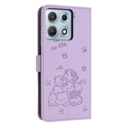 Embossed Kitten Phone Leather Case with Lanyard, For Motorola Edge 70 Max 5G, For Motorola Moto G Max / G87 / G77 5G, For Motorola Edge 5G 2026, For Motorola Moto G37 / G37 Power / G47