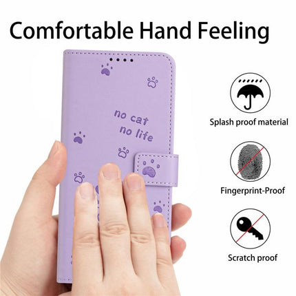 Embossed Kitten Phone Leather Case with Lanyard, For Motorola Edge 70 Max 5G, For Motorola Moto G Max / G87 / G77 5G, For Motorola Edge 5G 2026, For Motorola Moto G37 / G37 Power / G47