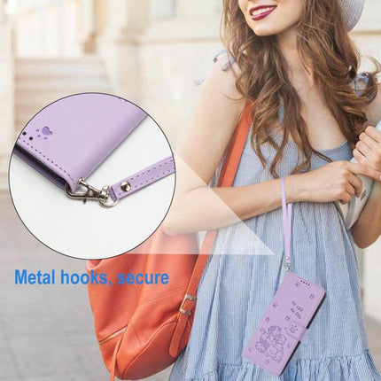 Embossed Kitten Phone Leather Case with Lanyard, For Motorola Edge 70 Max 5G, For Motorola Moto G Max / G87 / G77 5G, For Motorola Edge 5G 2026, For Motorola Moto G37 / G37 Power / G47