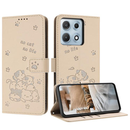 Embossed Kitten Phone Leather Case with Lanyard, For Motorola Edge 70 Max 5G, For Motorola Moto G Max / G87 / G77 5G, For Motorola Edge 5G 2026, For Motorola Moto G37 / G37 Power / G47