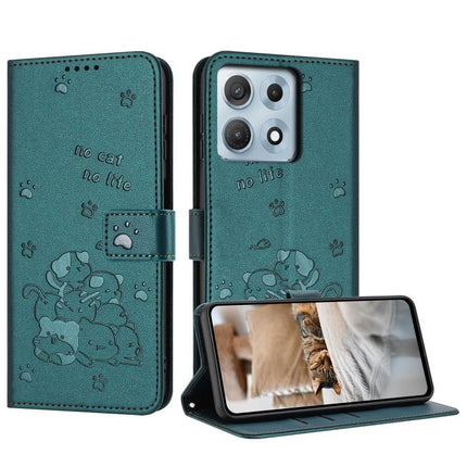 Embossed Kitten Phone Leather Case with Lanyard, For Motorola Edge 70 Max 5G, For Motorola Moto G Max / G87 / G77 5G, For Motorola Edge 5G 2026, For Motorola Moto G37 / G37 Power / G47