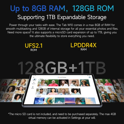 Tableta Ulefone Tab W10 WiFi, 10,1 pulgadas, Android 14, Unisoc T606 Octa Core, enchufe de la UE, Tab W10