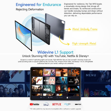 Tableta Ulefone Tab W10 WiFi, 10,1 pulgadas, Android 14, Unisoc T606 Octa Core, enchufe de la UE, Tab W10