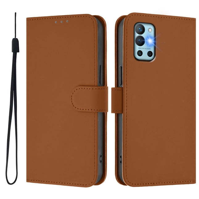 Skin Feel Solid Color Leather Phone Case with Lanyard, For OnePlus 9R / 8T