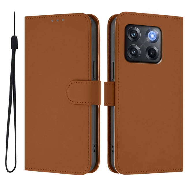 Skin Feel Solid Color Leather Phone Case with Lanyard, For OnePlus Ace Pro 5G