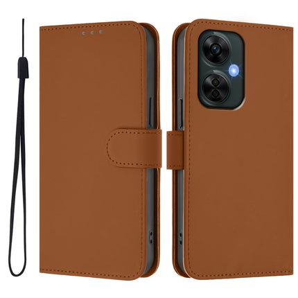Skin Feel Solid Color Leather Phone Case with Lanyard, For OnePlus Nord CE 3 Lite 5G