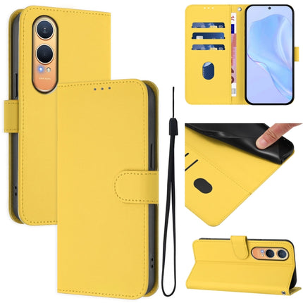 Skin Feel Solid Color Leather Phone Case with Lanyard, For OnePlus Nord CE4 Lite 5G Global