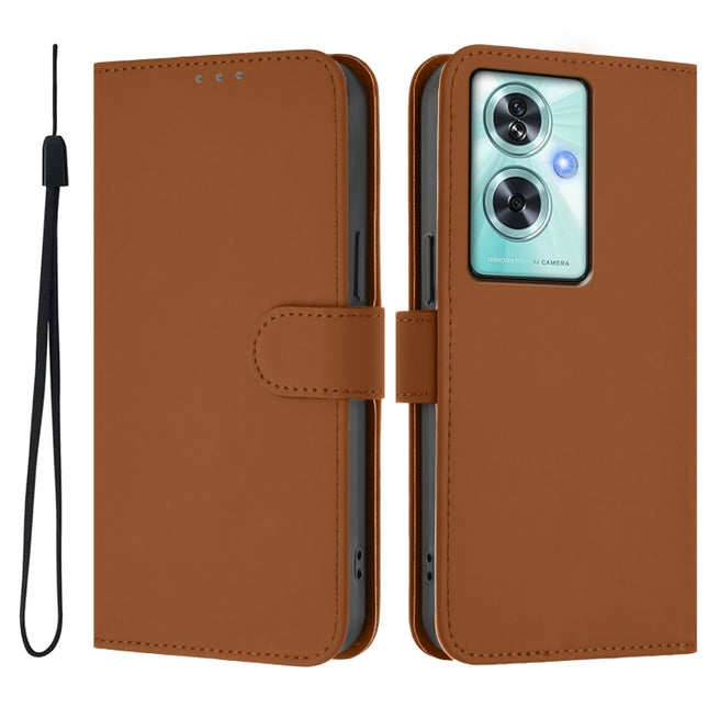 Skin Feel Solid Color Leather Phone Case with Lanyard, For OnePlus Nord N30 SE 5G
