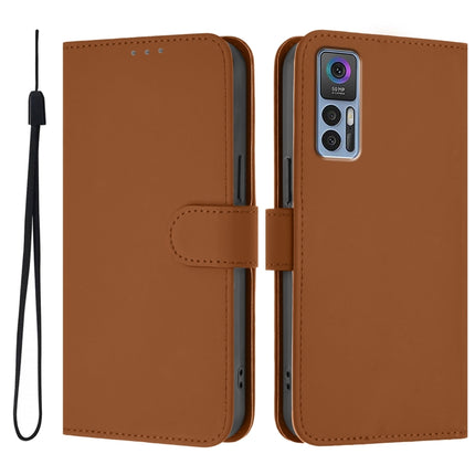 Skin Feel Solid Color Leather Phone Case with Lanyard, For TCL 30 4G / 30 5G / 30+