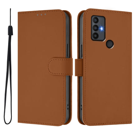Skin Feel Solid Color Leather Phone Case with Lanyard, For TCL 30 SE