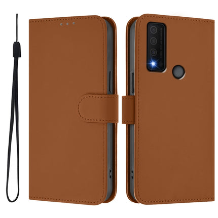 Skin Feel Solid Color Leather Phone Case with Lanyard, For TCL 30 XE 5G