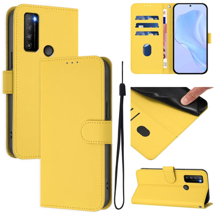 Skin Feel Solid Color Leather Phone Case with Lanyard, For TCL 30XL 2022