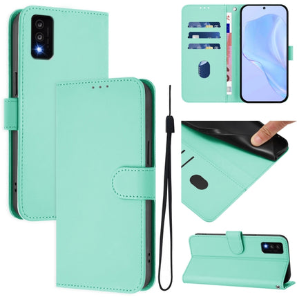 Skin Feel Solid Color Leather Phone Case with Lanyard, For TCL 30T