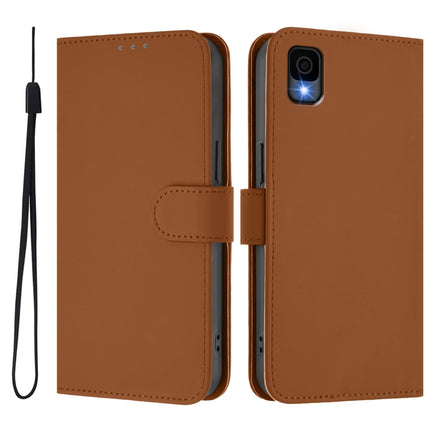 Skin Feel Solid Color Leather Phone Case with Lanyard, For TCL 30Z T602DL