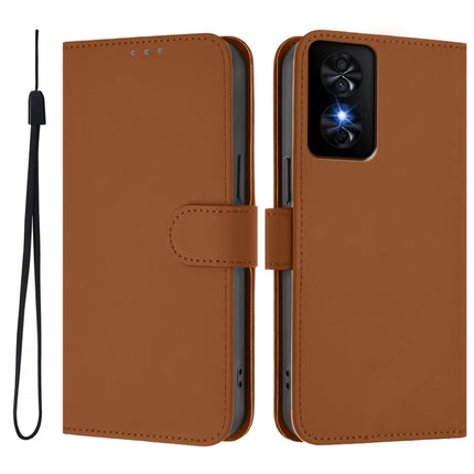 Skin Feel Solid Color Leather Phone Case with Lanyard, For TCL 50 SE