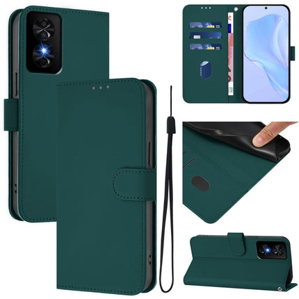 Skin Feel Solid Color Leather Phone Case with Lanyard, For TCL 50 SE