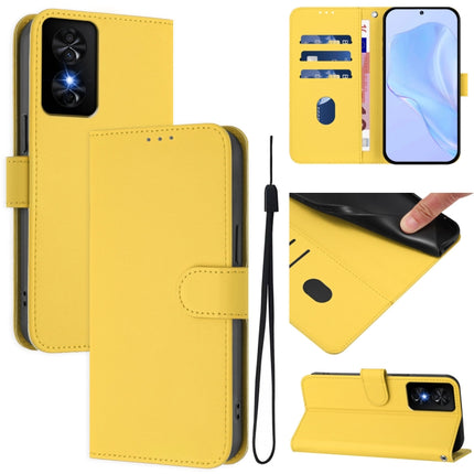 Skin Feel Solid Color Leather Phone Case with Lanyard, For TCL 50 SE