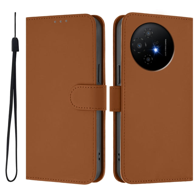 Skin Feel Solid Color Leather Phone Case with Lanyard, For TCL 50 XL