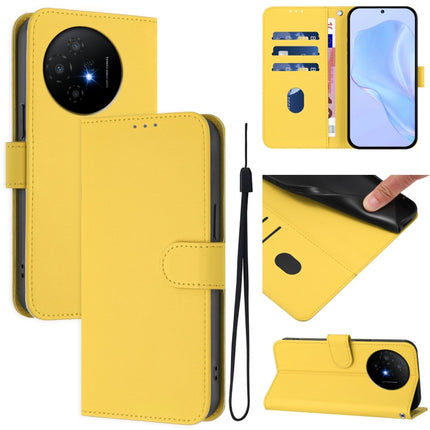 Skin Feel Solid Color Leather Phone Case with Lanyard, For TCL 50 XL