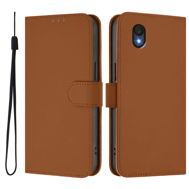 Skin Feel Solid Color Leather Phone Case with Lanyard, For TCL 201