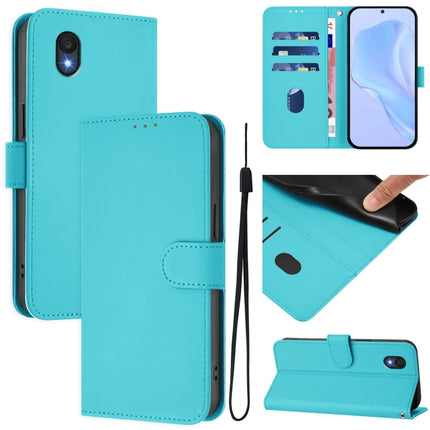 Skin Feel Solid Color Leather Phone Case with Lanyard, For TCL 201