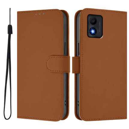 Skin Feel Solid Color Leather Phone Case with Lanyard, For TCL 303