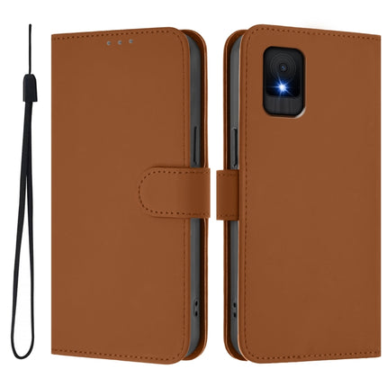 Skin Feel Solid Color Leather Phone Case with Lanyard, For TCL 502