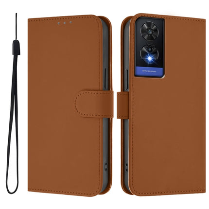 Skin Feel Solid Color Leather Phone Case with Lanyard, For TCL 505