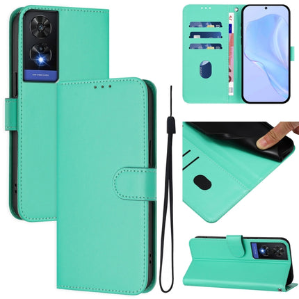 Skin Feel Solid Color Leather Phone Case with Lanyard, For TCL 505