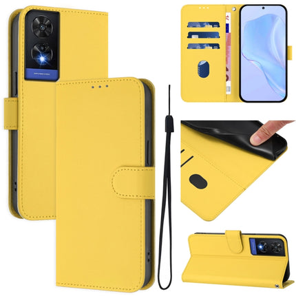 Skin Feel Solid Color Leather Phone Case with Lanyard, For TCL 505