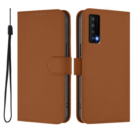 Skin Feel Solid Color Leather Phone Case with Lanyard, For TCL Stylus