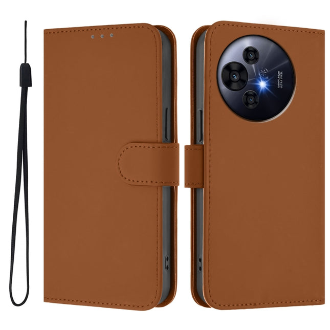 Skin Feel Solid Color Leather Phone Case with Lanyard, For TCL 50 Pro NxtPaper