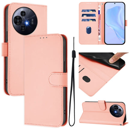 Skin Feel Solid Color Leather Phone Case with Lanyard, For TCL 50 Pro NxtPaper