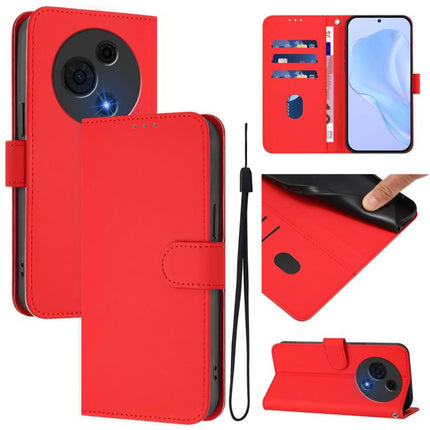 Skin Feel Solid Color Leather Phone Case with Lanyard, For TCL 60 NxtPaper