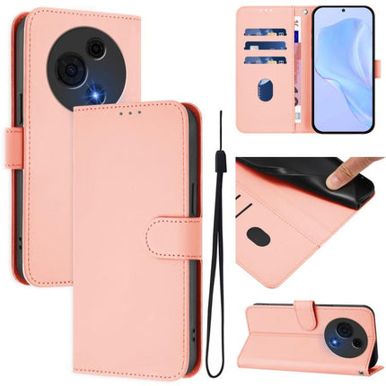 Skin Feel Solid Color Leather Phone Case with Lanyard, For TCL 60 NxtPaper
