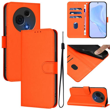 Skin Feel Solid Color Leather Phone Case with Lanyard, For TCL 60 NxtPaper