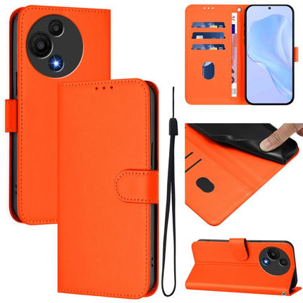Skin Feel Solid Color Leather Phone Case with Lanyard, For TCL 605 / 60 SE