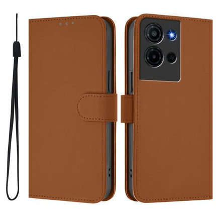 Skin Feel Solid Color Leather Phone Case with Lanyard, For TCL K32 5G / K33 5G