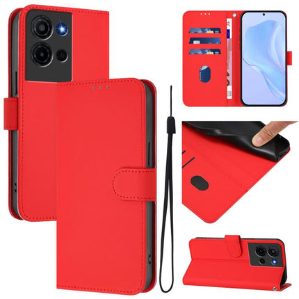 Skin Feel Solid Color Leather Phone Case with Lanyard, For TCL K32 5G / K33 5G