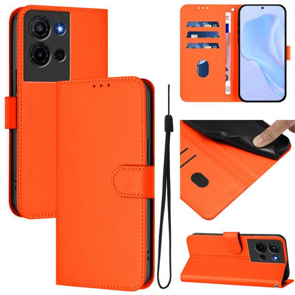 Skin Feel Solid Color Leather Phone Case with Lanyard, For TCL K32 5G / K33 5G