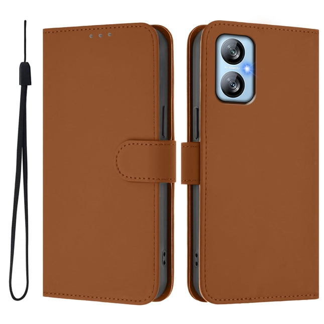 Skin Feel Solid Color Leather Phone Case with Lanyard, For Blackview A52 / A52 Pro