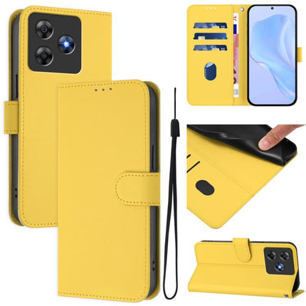 Skin Feel Solid Color Leather Phone Case with Lanyard, For Blackview Wave 8C