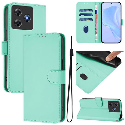 Skin Feel Solid Color Leather Phone Case with Lanyard, For Blackview Wave 8C