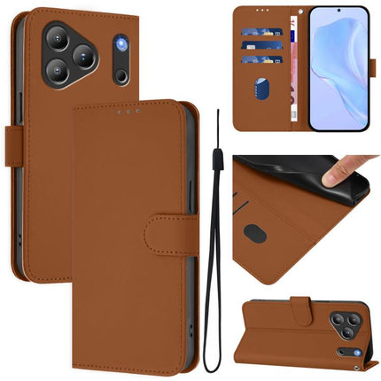 Skin Feel Solid Color Leather Phone Case with Lanyard, For Blackview Wave 7C