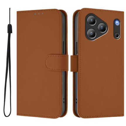 Skin Feel Solid Color Leather Phone Case with Lanyard, For Blackview Wave 7C