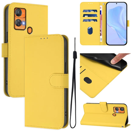 Skin Feel Solid Color Leather Phone Case with Lanyard, For Oukitel C33