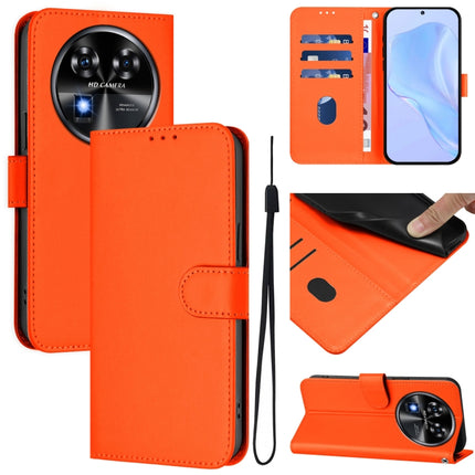 Skin Feel Solid Color Leather Phone Case with Lanyard, For Oukitel C37