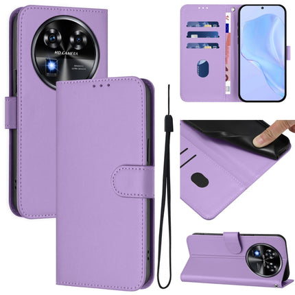 Skin Feel Solid Color Leather Phone Case with Lanyard, For Oukitel C37