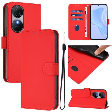 Skin Feel Solid Color Leather Phone Case with Lanyard, For Oukitel C38